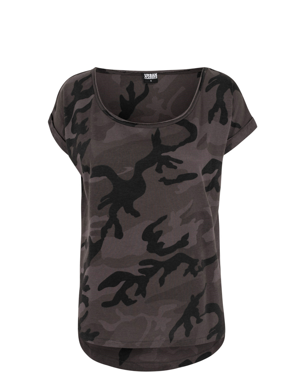 Urban Classics T-Shirt i Camouflage m. Lang Ryg (Dark Camo, XS)