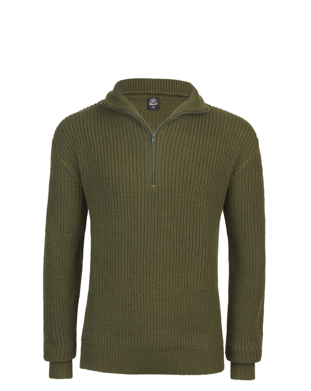 Brandit Marine Pullover Troyer Sweater (Oliven, S)