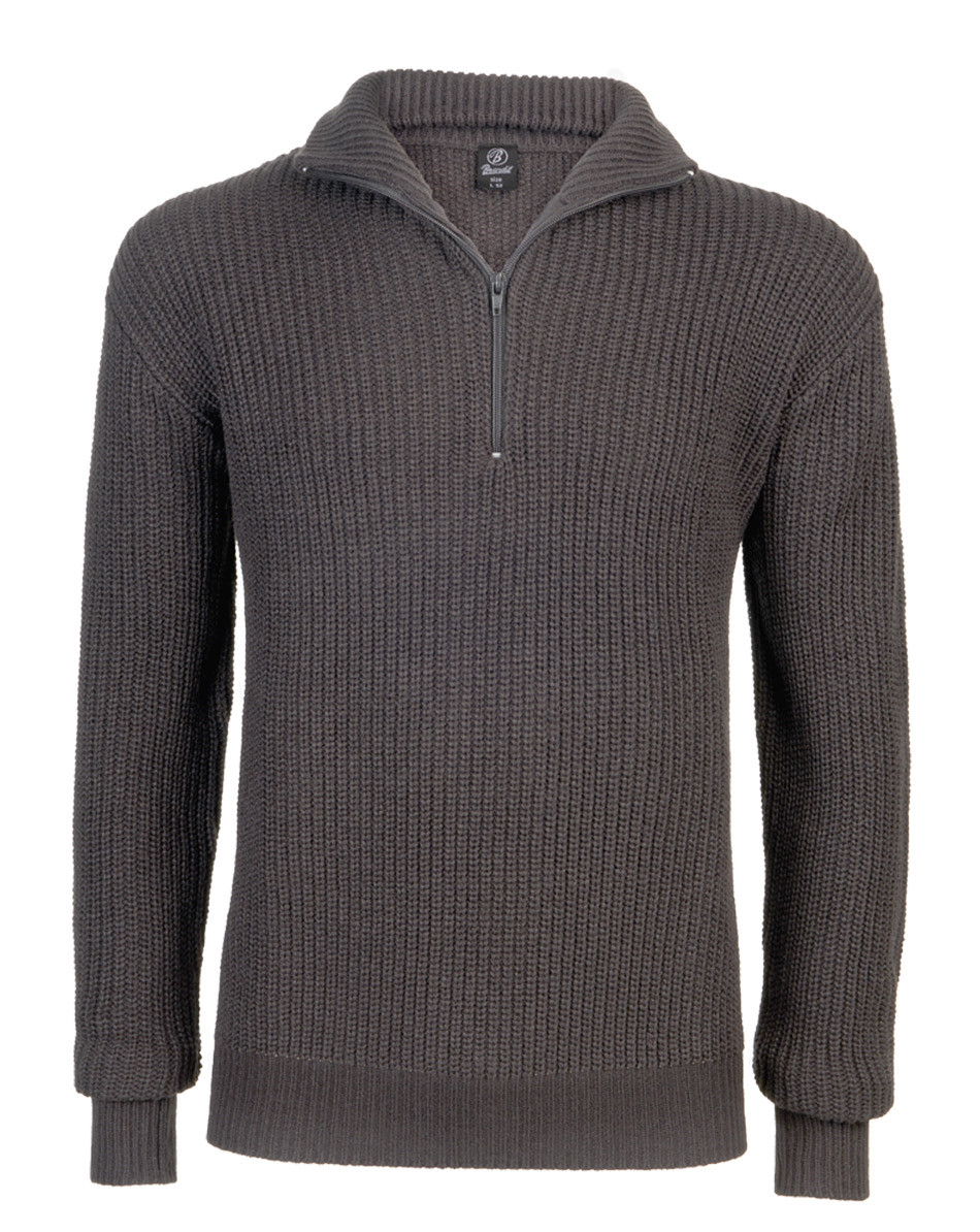 Brandit Marine Pullover Troyer Sweater (Antracit, L)