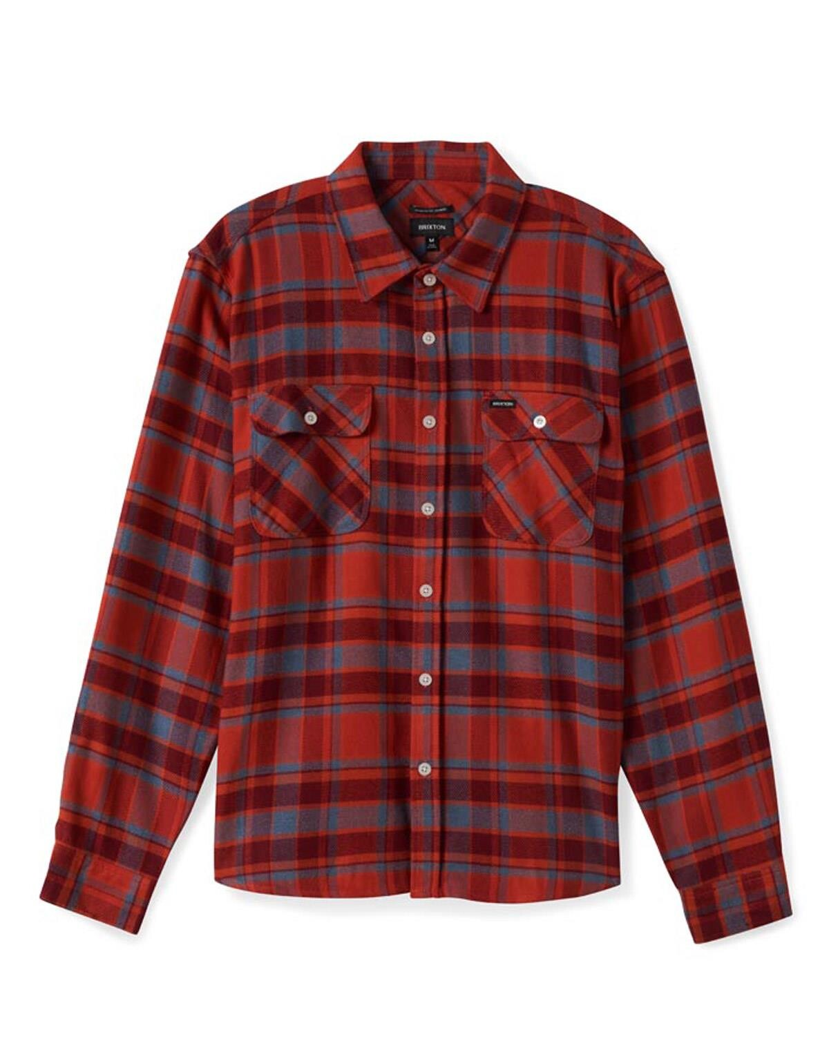 Brixton Bowery L/S Flannel (Burned Red, M) (888588845882)