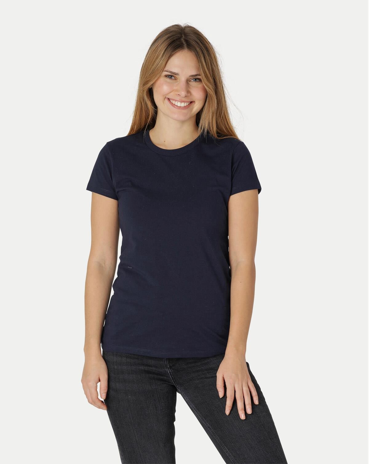 Neutral Økologisk Dame Tætsiddende T-Shirt (Navy, L)