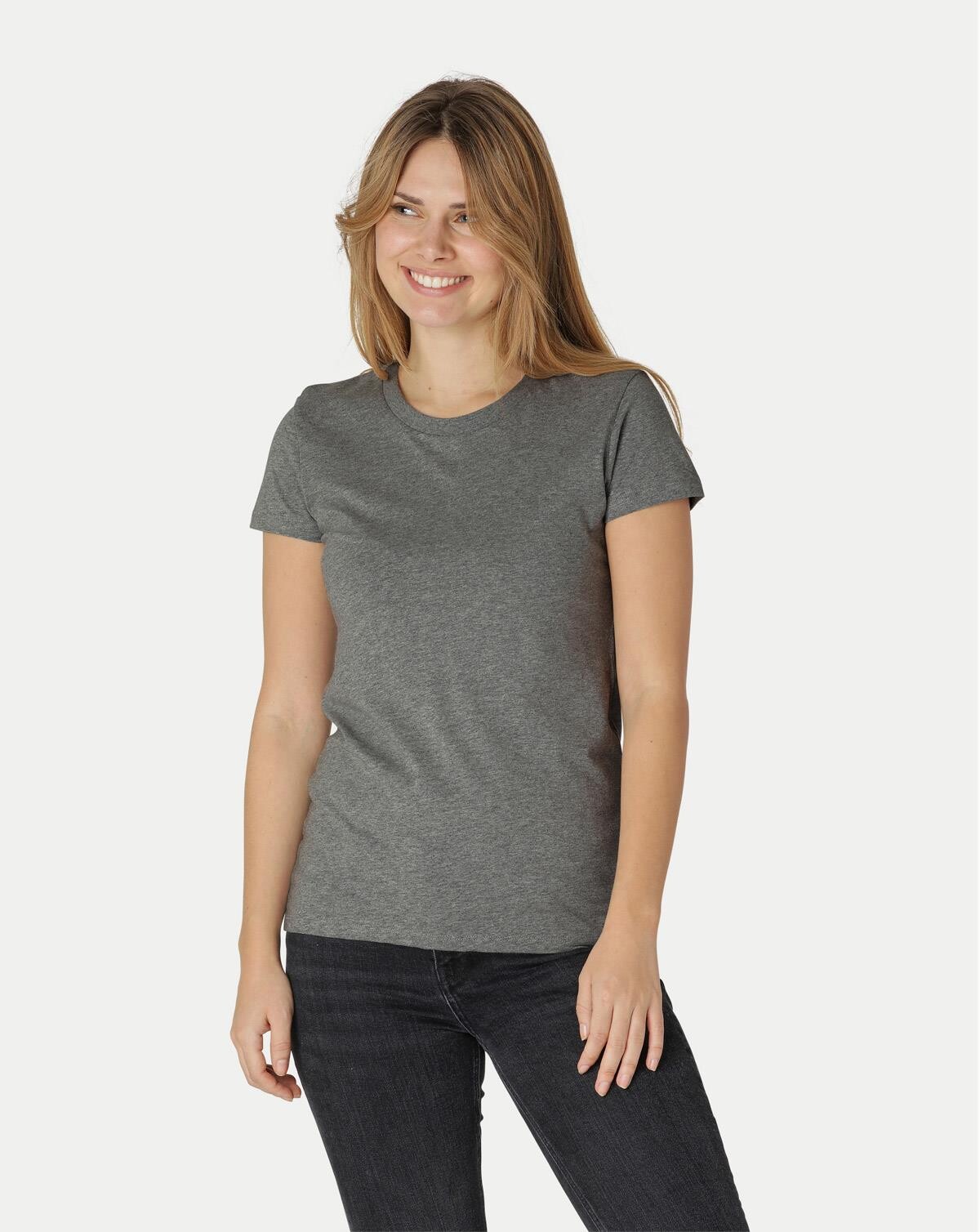 Neutral Økologisk Dame Tætsiddende T-Shirt (Mørkegrå, XL)