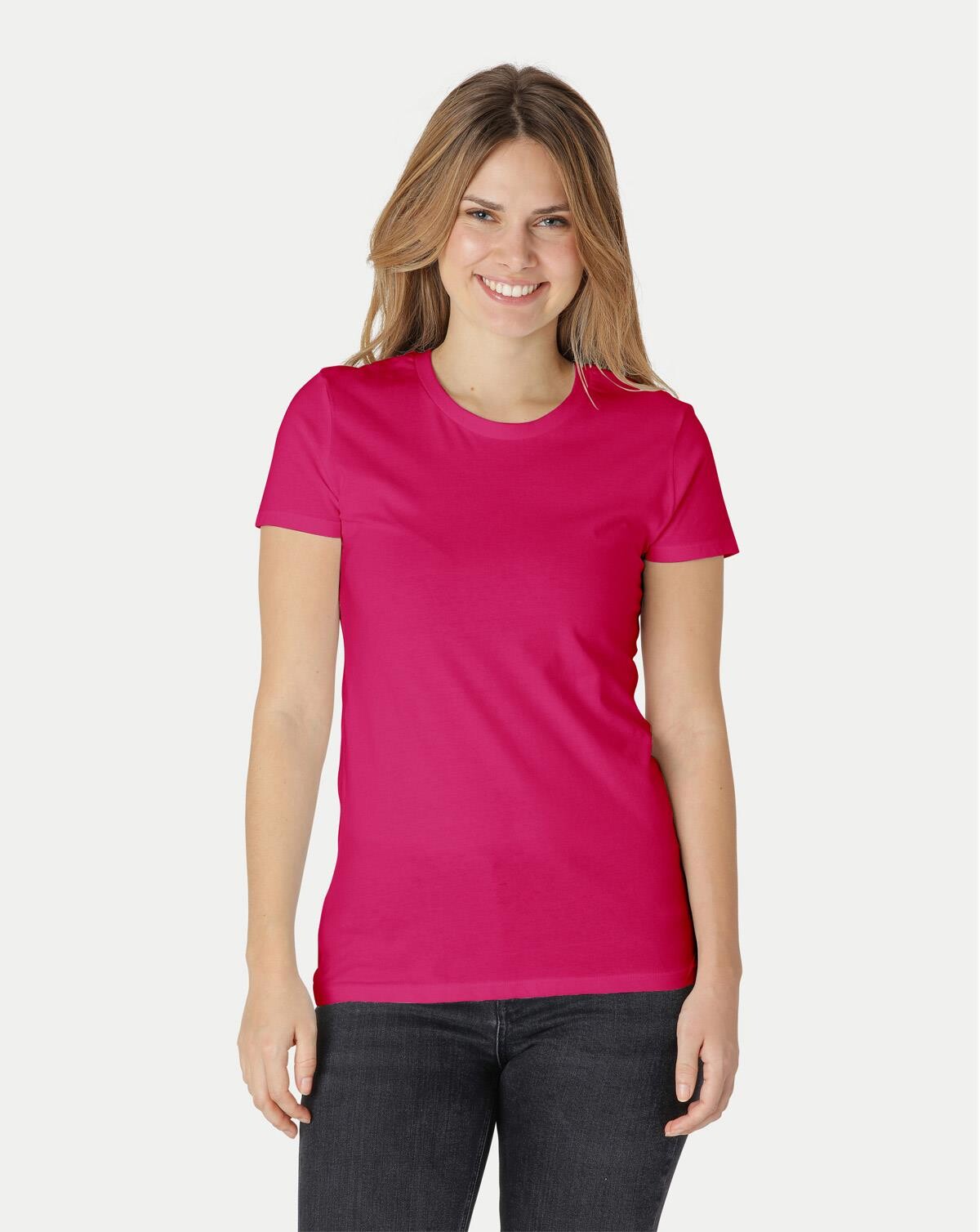 Neutral Økologisk Dame Tætsiddende T-Shirt (Pink, 2XL)