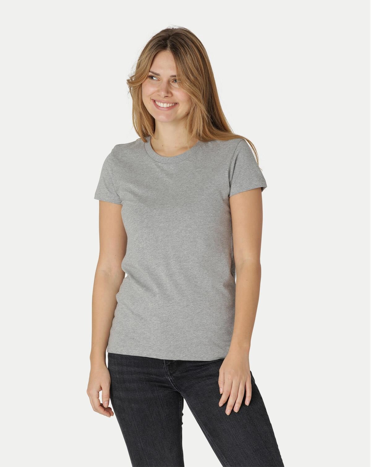 Neutral Økologisk Dame Tætsiddende T-Shirt (Grå Meleret, L)