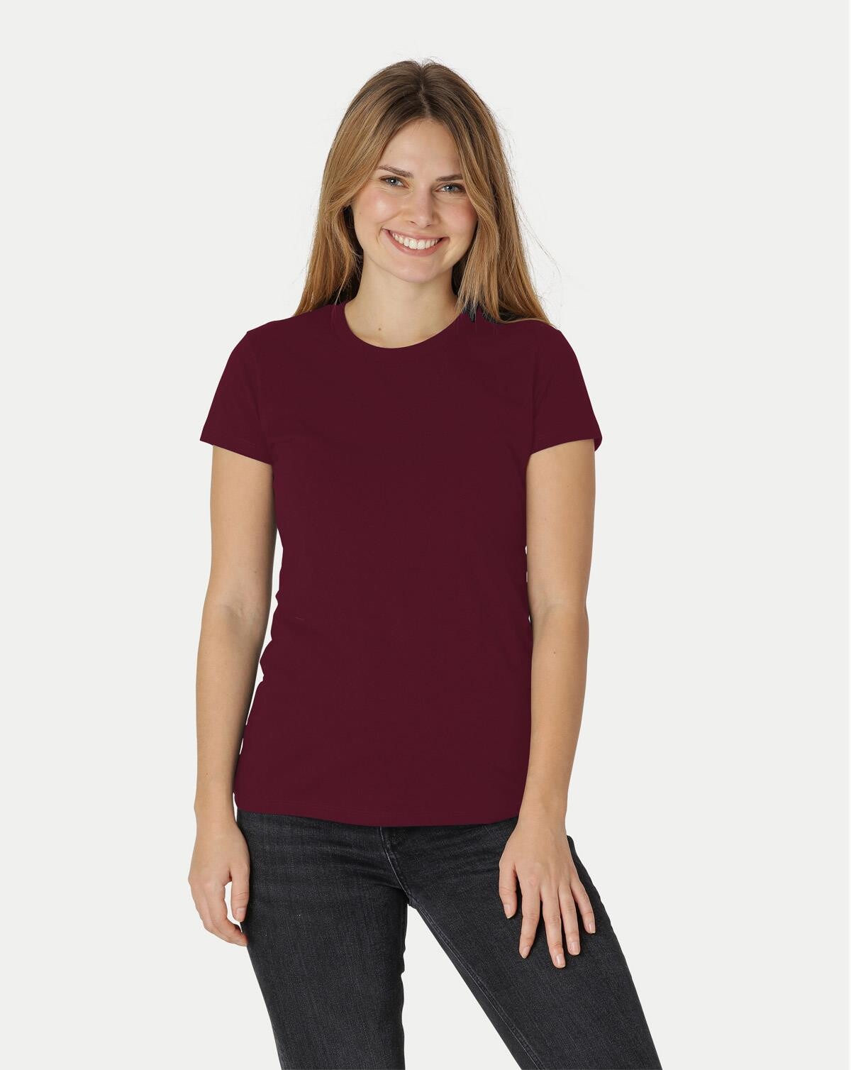 Neutral Økologisk Dame Tætsiddende T-Shirt (Bordeaux, L)