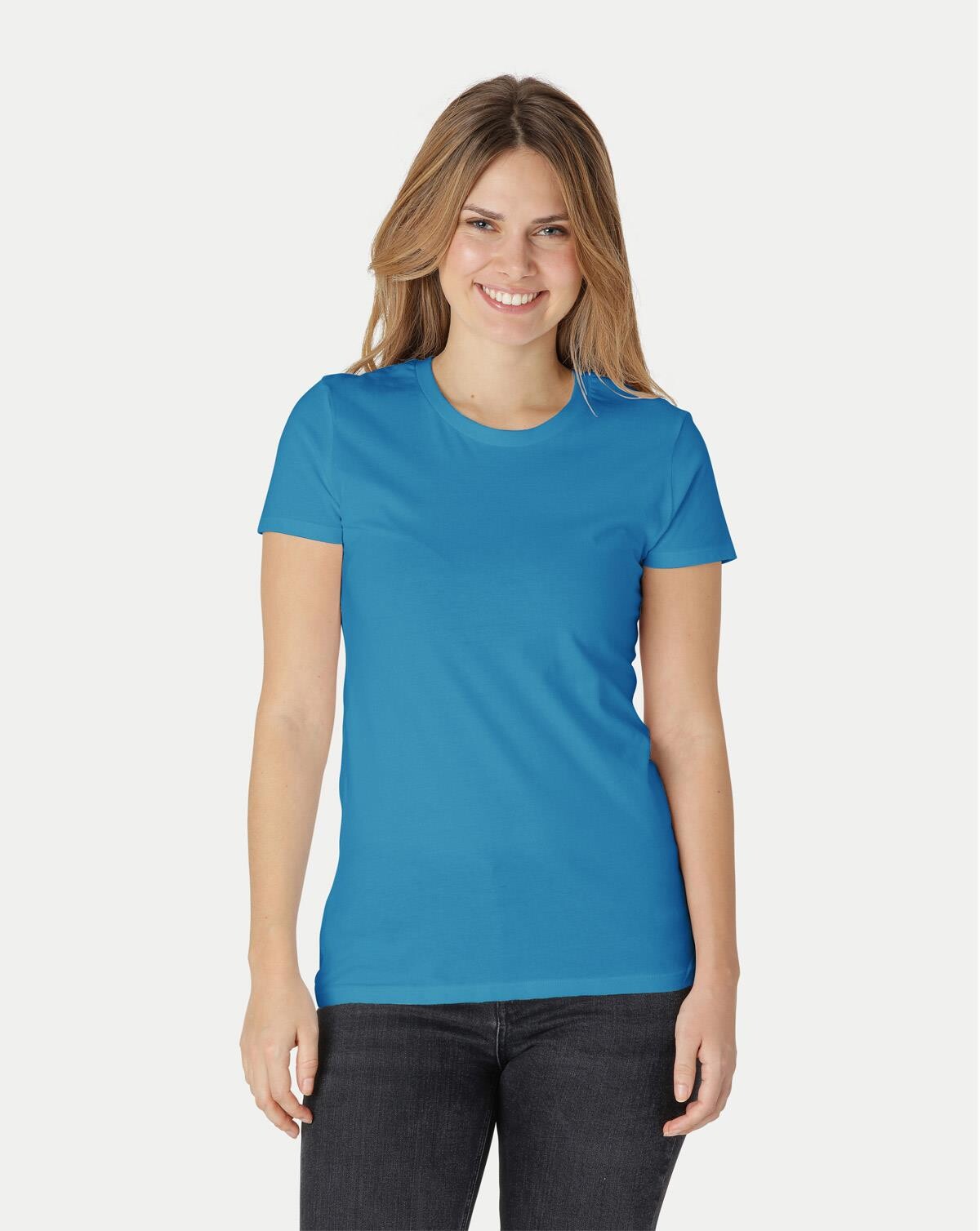 Neutral Økologisk Dame Tætsiddende T-Shirt (Safir, 2XL)