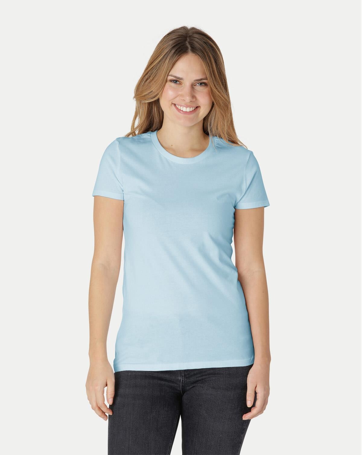 Neutral Økologisk Dame Tætsiddende T-Shirt (Lyseblå, S)