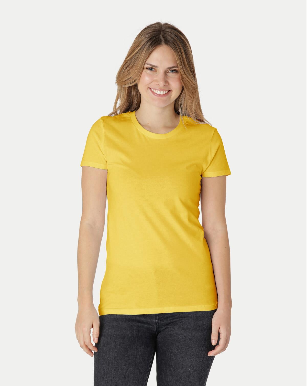 Neutral Økologisk Dame Tætsiddende T-Shirt (Gul, XL)