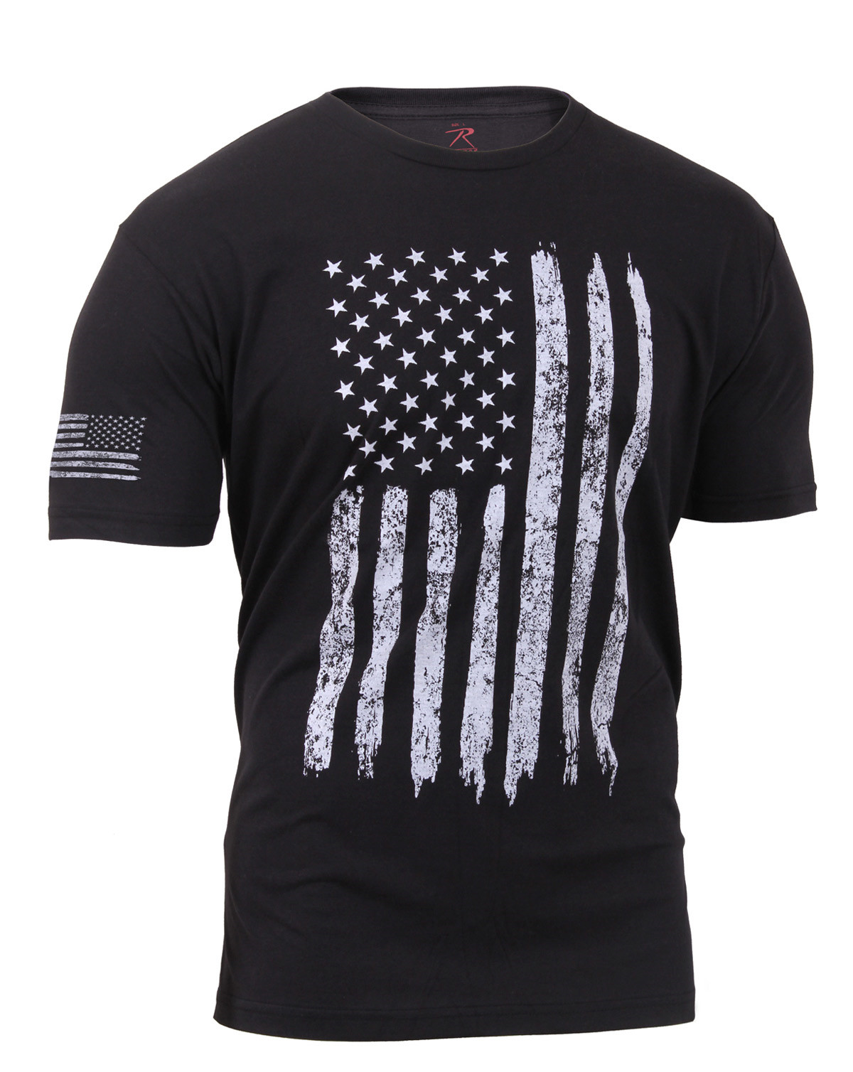 Rothco T-shirt - 'Distressed US Flag', Athletic Fit (Sort, L)