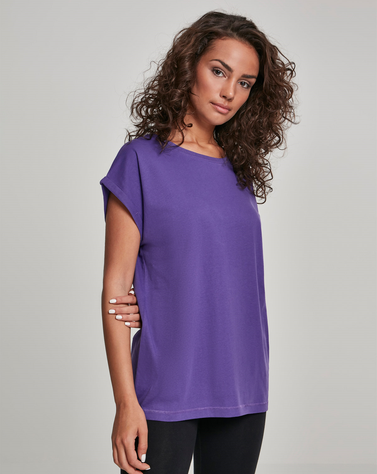 Urban Classics Ladies Extended Shoulder Tee (Ultra Violet, S)