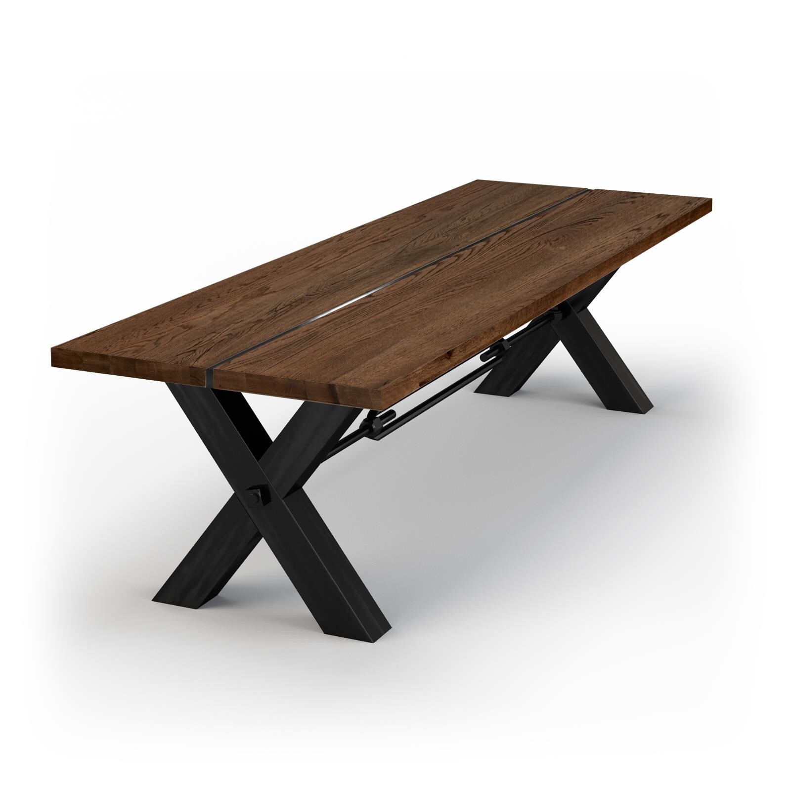 Rustic Oak Dining table / KANSAS Legs Black