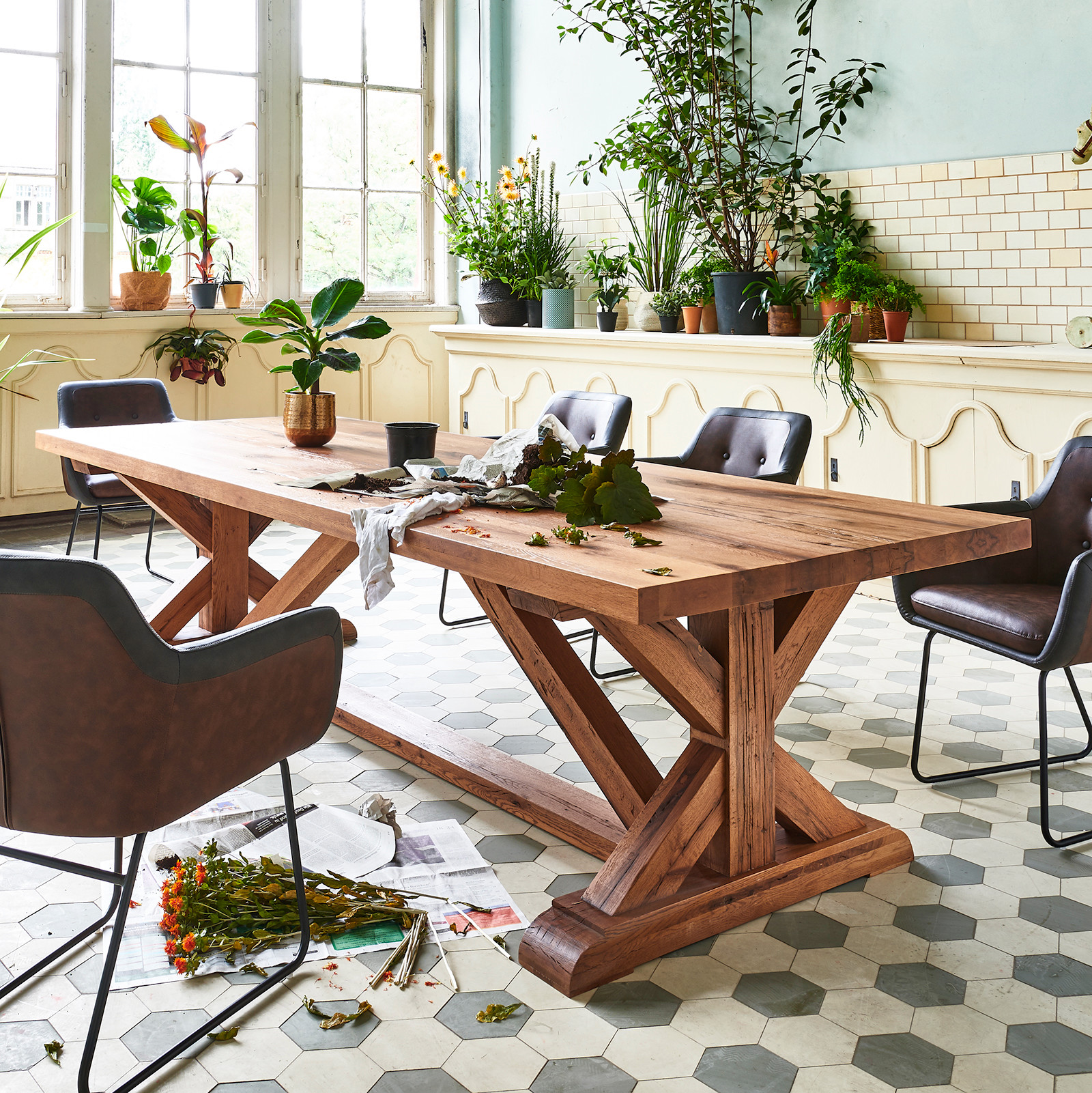 Rustikale Eiche VERSAILLES Esstisch – Hunderte von Möglichkeiten. Finde