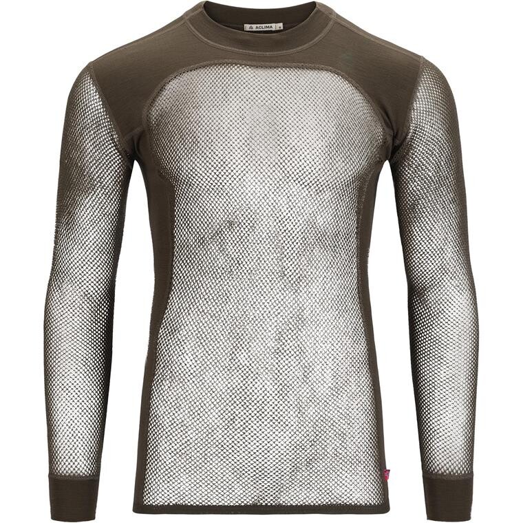 Aclima Mens WoolNet Crew Neck Shirt  (Grøn (TARMAC) Small)