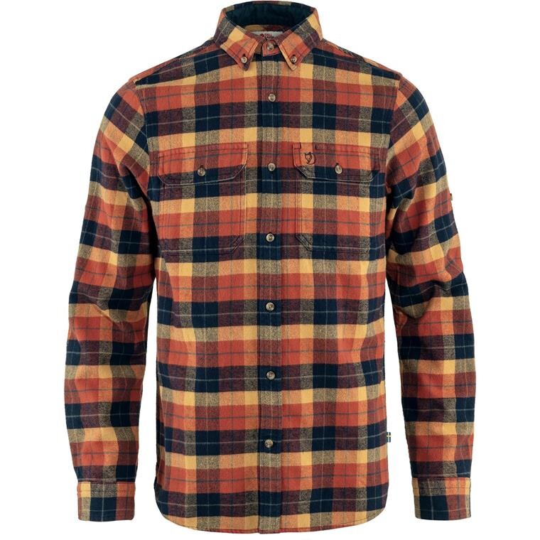 Fjällräven Mens Singi Heavy Flannel Shirt (Orange (AUTUMN LEAF-DARK NAVY/215-555) Small)
