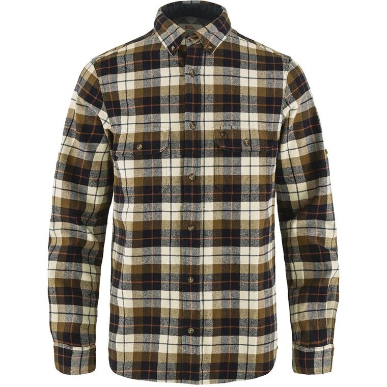 Fjällräven Mens Singi Heavy Flannel Shirt (Hvid (CHALK WHITE-DARK NAVY/113-555) Small)