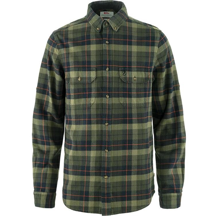 Fjällräven Mens Singi Heavy Flannel Shirt  (Grøn (BLACK-DEEP FOREST/550-662) Small)