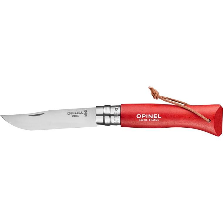 Opinel Trekking N°08 w Leather strap (Rød (RED))