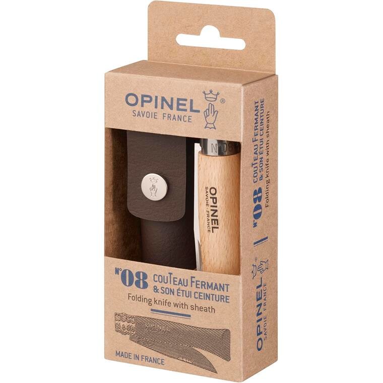 Opinel N°8 Stainless Steel + Sheath (Brun (BEACHWOOD))