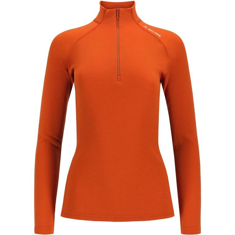Aclima Womens Warmwool Mock Neck Shirt  (Orange (GOLD FLAME) X-small)