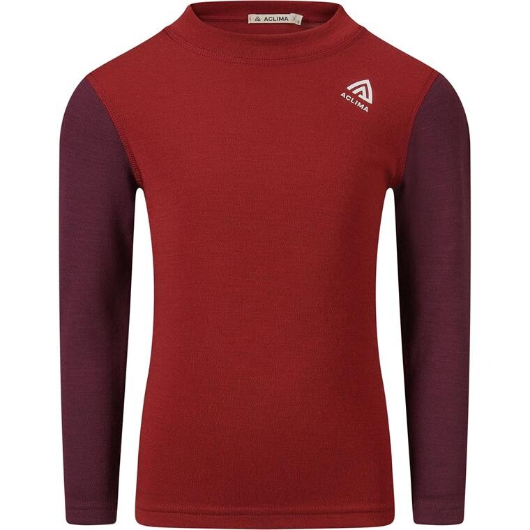 Aclima Childrens Warmwool Crew Neck Shirt (Rød (RED DAHLIA/FIG) 100 cm)