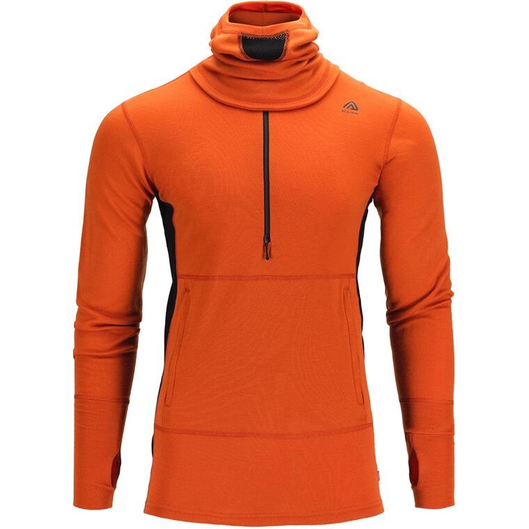 Aclima Mens WarmWool Hood Sweater W/zip  (Orange (GOLD FLAME/JET BLACK) X-small)