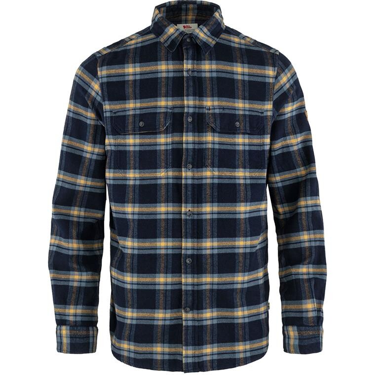 Fjällräven Mens Övik L/S Heavy Flannel Shirt  (Blå (DK NAVY-BUCKWHEAT BRWN/555-232) Small)