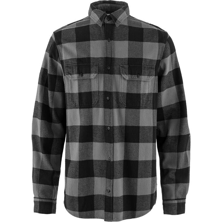 Fjällräven Mens Övik L/S Heavy Flannel Shirt  (Sort (BLACK-GREY/550-020) Medium)