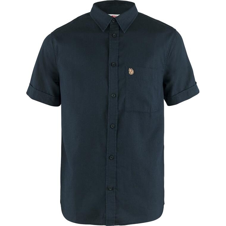 Fjällräven Mens Övik Travel Shirt S/S  (Blå (DARK NAVY/555) X-small)