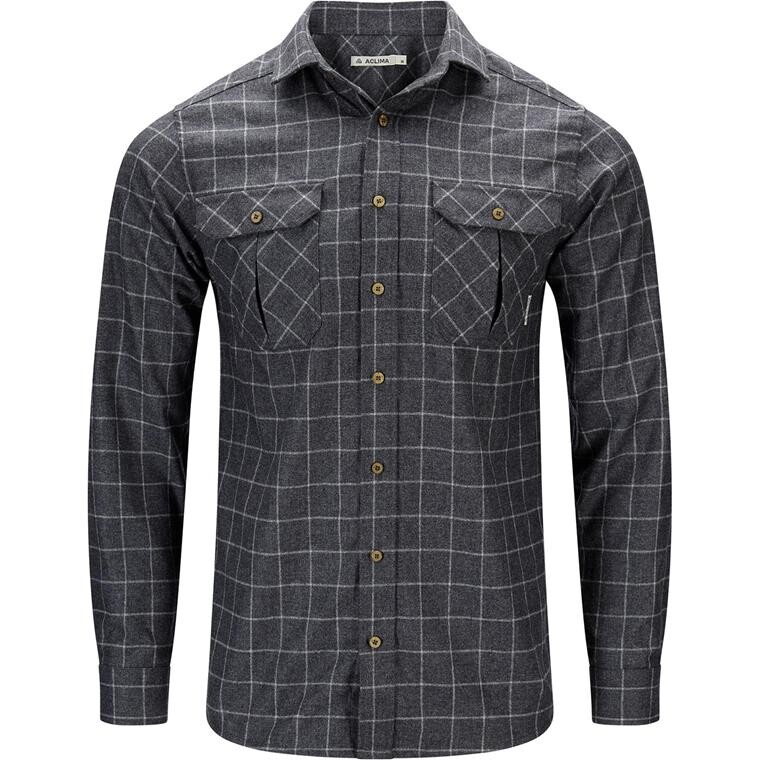 Aclima Mens Leisurewool Reborn Woolshirt (Sort (GRID SLATE/LIGHT GREY) X-small)