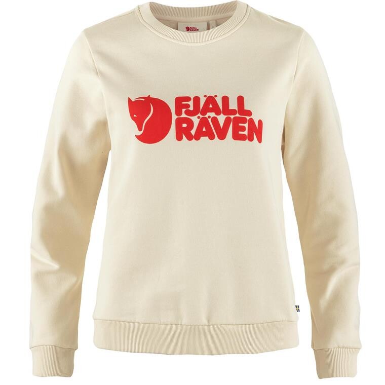 Fjällräven Womens Fjällräven Logo Sweater  (Hvid (CHALK WHITE-FLAME ORNG/113-214) XX-small)
