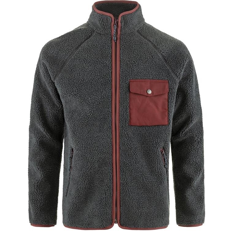 Fjällräven Mens Vardag Pile Fleece  (Grå (DARK GREY-MAROON/030-352) Small)