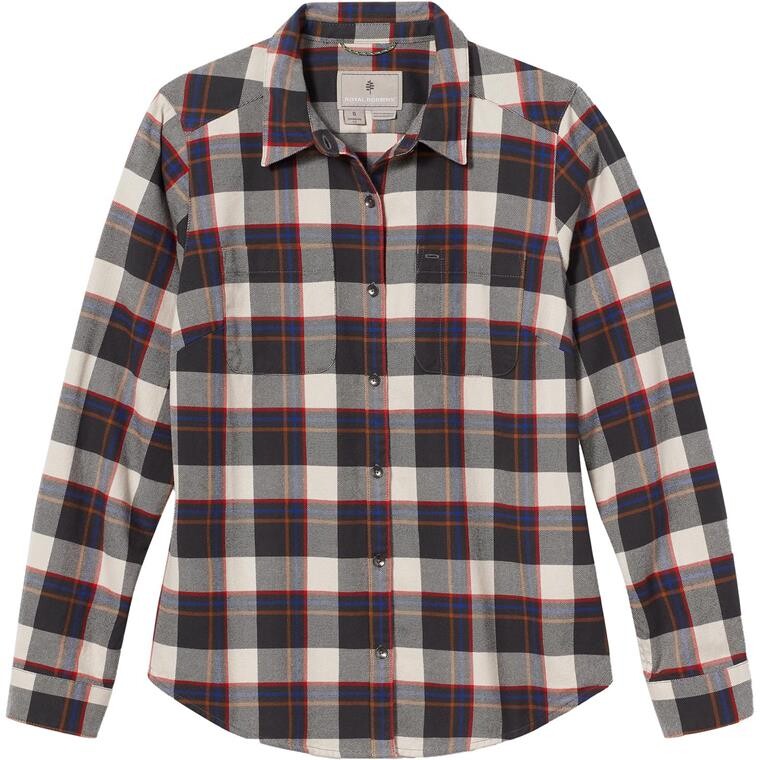 Royal Robbins Womens Lieback Organic Cotton Flannel L/S  (Grå (CHARCOAL TIMBER COVE PLD) Large)