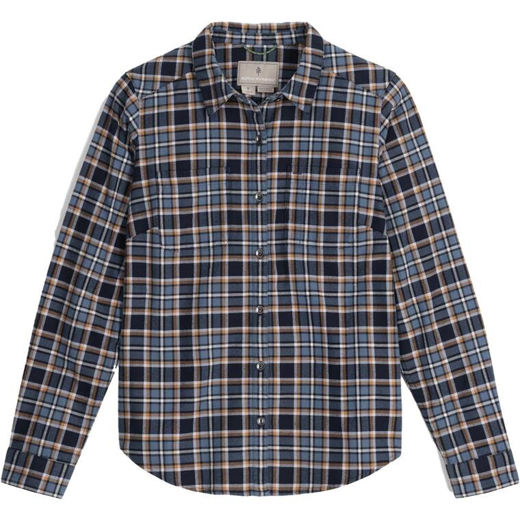 Royal Robbins Womens Lieback Organic Cotton Flannel L/S (Blå (NAVAL TOMALES PLD) Small)