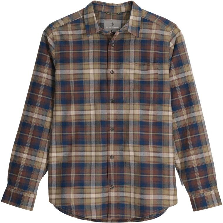 Royal Robbins Mens Lieback Organic Cotton Flannel L/S  (Brun (FRENCH ROAST TAHOE PLD) Small)