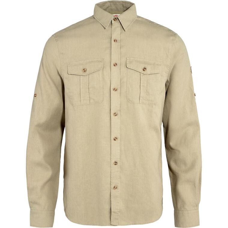 Fjällräven Mens Övik Travel Shirt L/S  (Beige (SAND STONE/195) X-small)