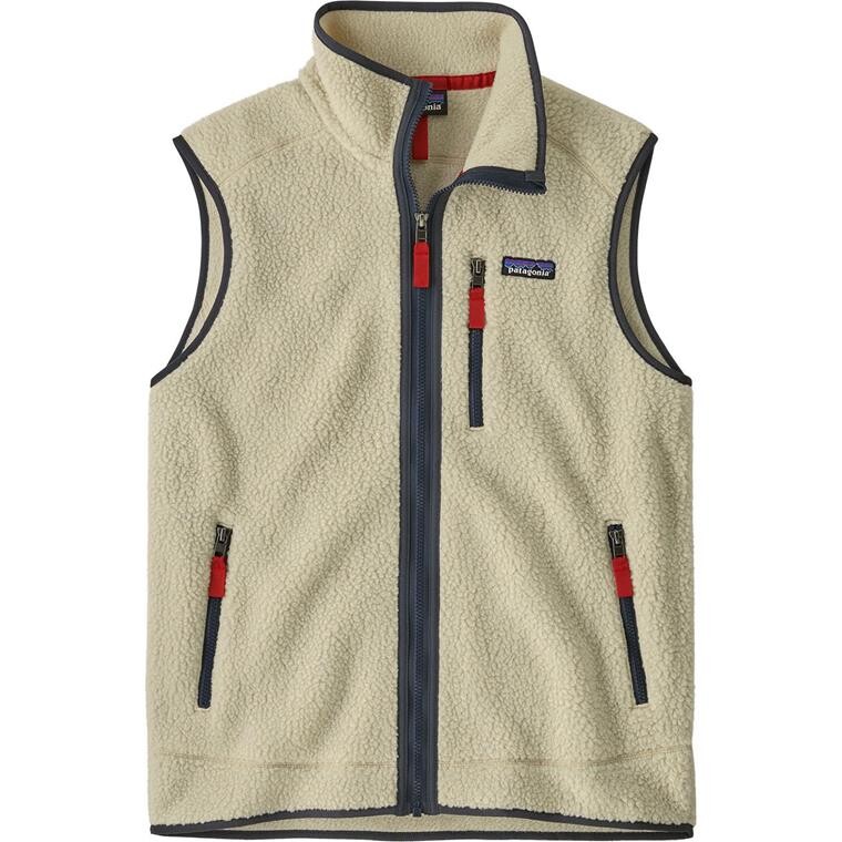 Patagonia Mens Retro Pile Vest (Beige (PELICAN W/SMOLDER BLUE) Small)