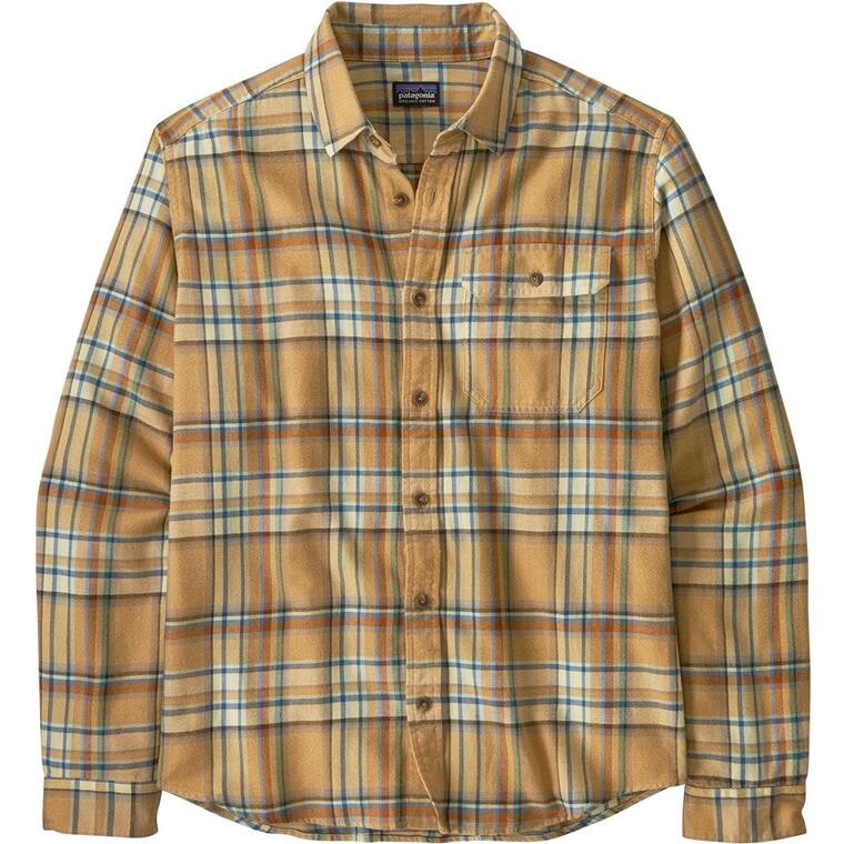 Patagonia Mens L/S LW Fjord Flannel Shirt (Gul (DAYDREAM: BEESWAX TAN) Small)
