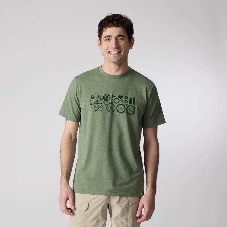 Frilufts Mens Mathraki Printed T-shirt  (Grøn (SEA SPRAY BIKE EQUIPMENT) Medium)