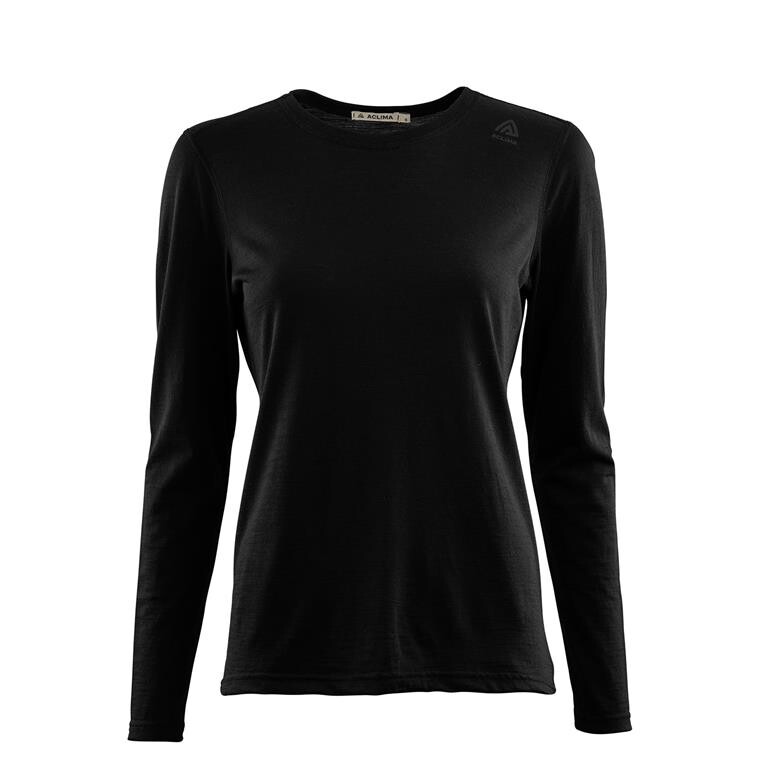 Aclima Womens Lightwool Undershirt Long Sleeve (Sort (JET BLACK) X-small)