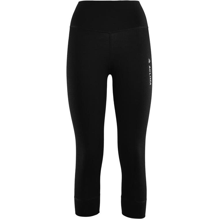 Aclima Womens WarmWool 3/4 Longs (Sort (JET BLACK) X-small)