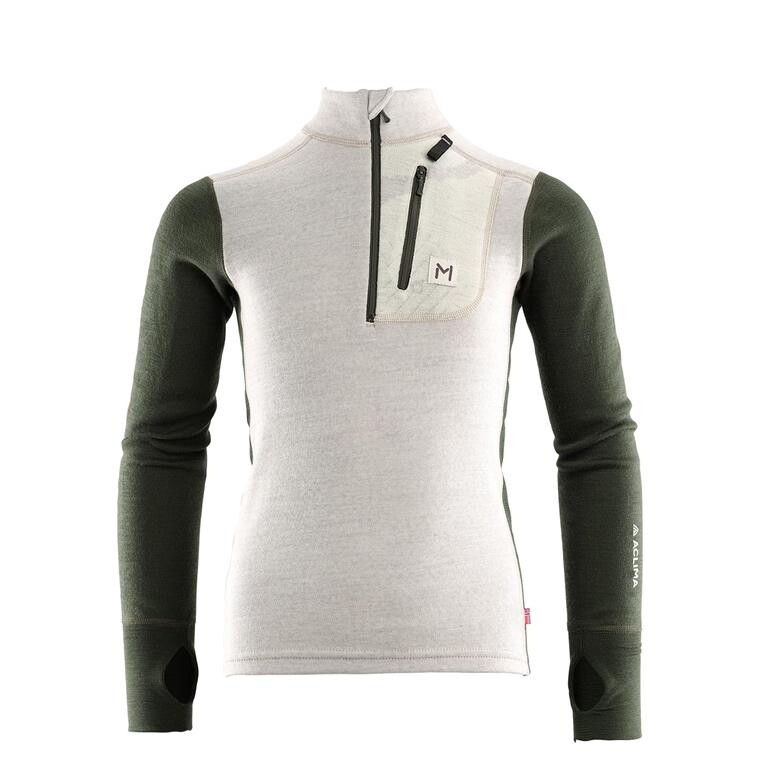 Aclima Kids Lars Monsen Mockneck (Beige (BEIGEMELANG/OLIVENIGHT/F.LIGHT) 130 cm)