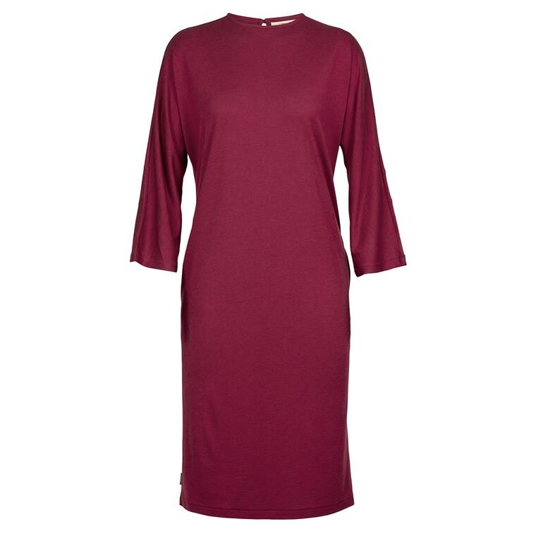 Icebreaker Womens Oasis L/S Dress (Rød (CHERRY) Small)