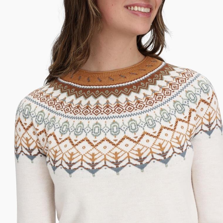 Royal Robbins Womens Westlands Fairisle Crew (Hvid (CHALK HTR MONARCH PT) Medium)