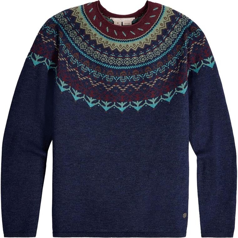 Royal Robbins Womens Westlands Fairisle Crew (Blå (DEEP BLUE HTR MONARCH PT) Large)