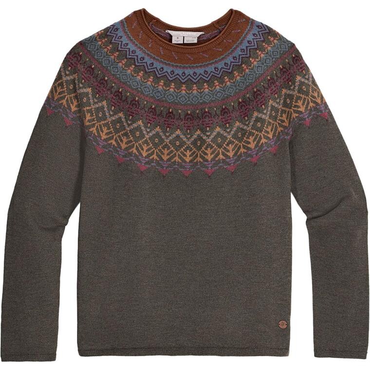 Royal Robbins Womens Westlands Fairisle Crew (Grå (EVERGLADE HTR MONARCH PT) Small)