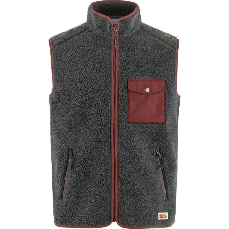 Fjällräven Mens Vardag Pile Fleece Vest (Grå (DARK GREY-MAROON/030-352) Small)