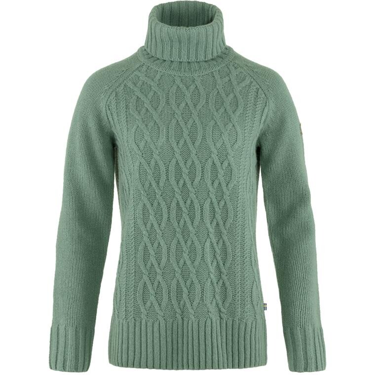Fjällräven Womens Övik Cable Knit Roller Neck (Grøn (PATINA GREEN/614) XX-small)