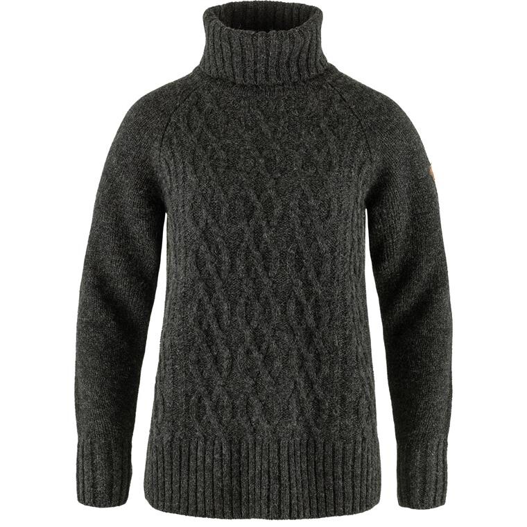 Fjällräven Womens Övik Cable Knit Roller Neck (Grå (DARK GREY/030) X-small)