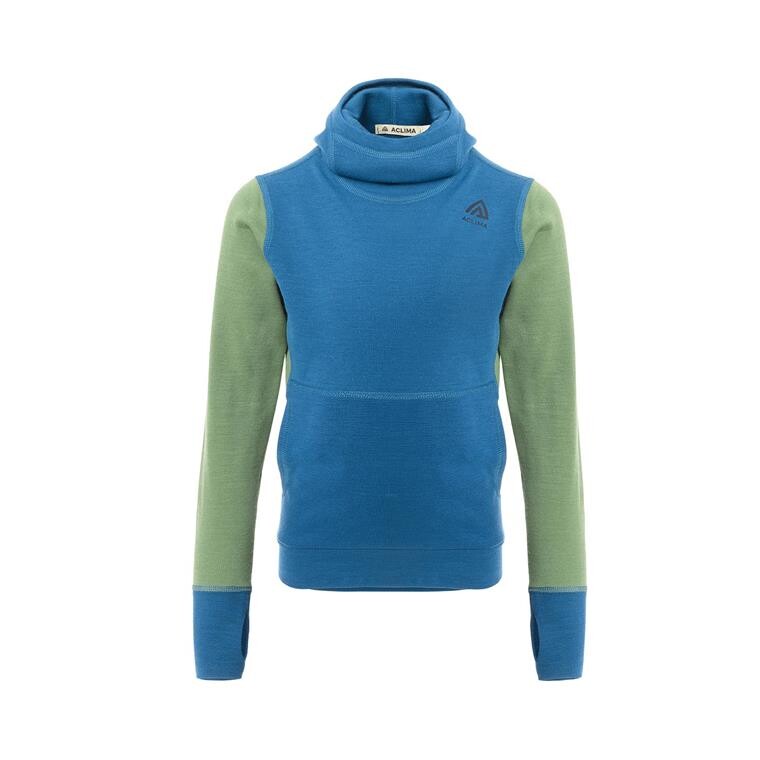 Aclima Childrens WarmWool Hoodsweater (Blå (CORSAIR/DILL) 100 cm)