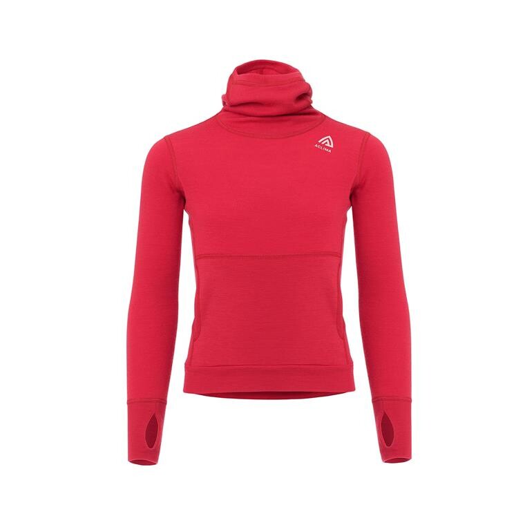 Aclima Childrens WarmWool Hoodsweater (Rød (JESTER RED) 100 cm)
